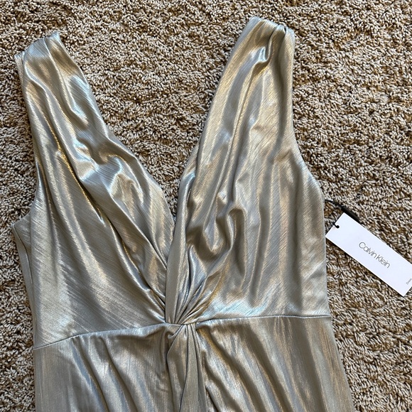 Calvin Klein Shimmering Silver Maxi Dress - Picture 2 of 4